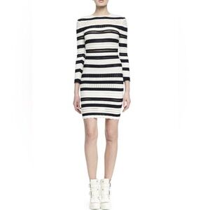 Alexander McQueen lace bandage black and white strip dress NWT